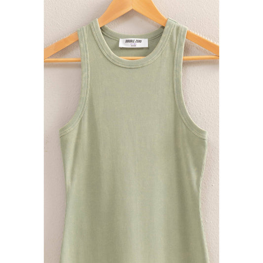 Acid Washed Ribbed Mini Dress