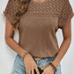 Waffle-Knit Round Neck Top