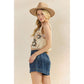 Tiered Denim Shorts with Front Buttons