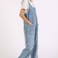 WASHED DENIM RELAXED FIT SLEEVELESS JUMPSUIT