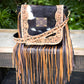 Upcycled LV Cowhide Leather Fringe Crossbody Bag Western