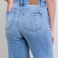 High Waisted Vintage Wash Retro Wide Leg