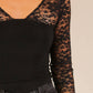 Lace Sleeve V-Neck Top