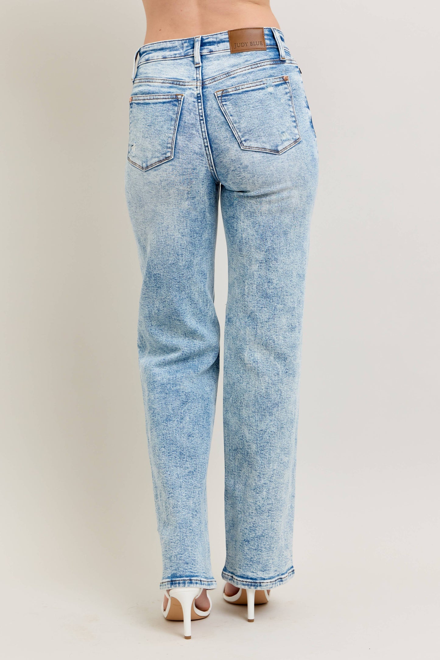Mineral Wash High Waisted Distressed 90's Straight