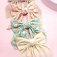 PRETTY DITSY ORGANZA BOW RIBBON HAIR CLIPS