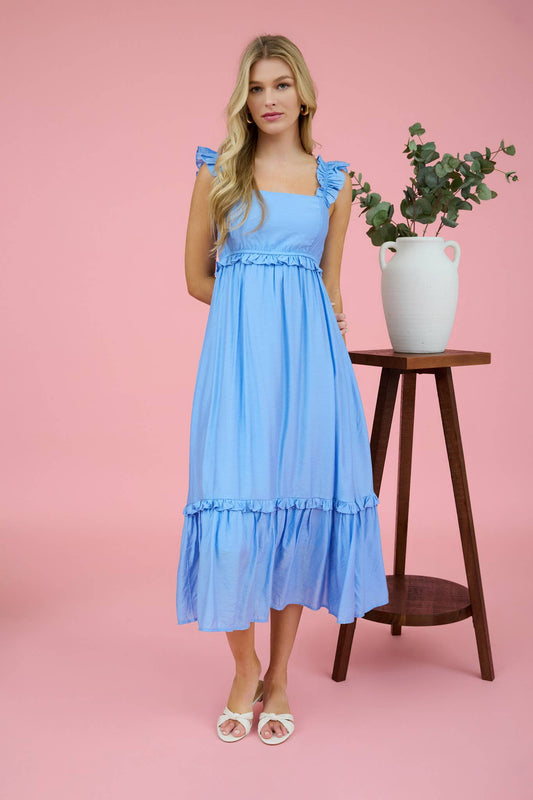 Ruffle Sleeveless Midi Dress