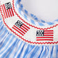 4th of july Flag Embroidery Smocking Girls Romper