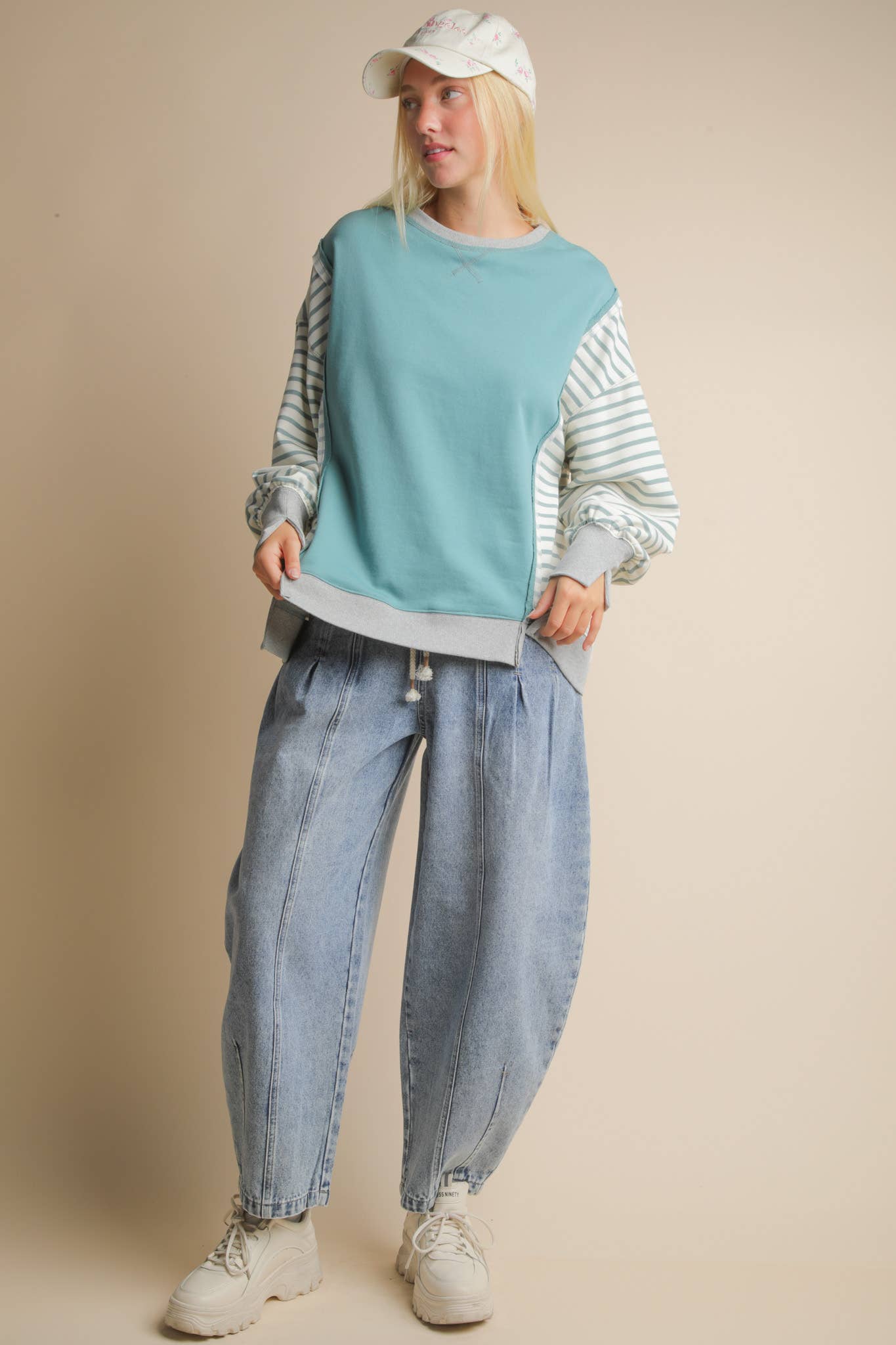 Oversized Striped Casual Knit Top