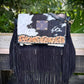 Upcycled LV Cowhide Leather Fringe Crossbody Bag Western