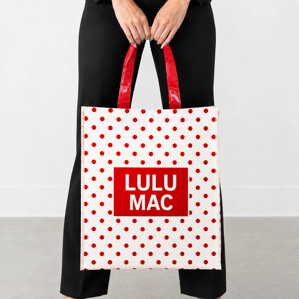 REUSABLE TOTE - WHITE/RED DOT