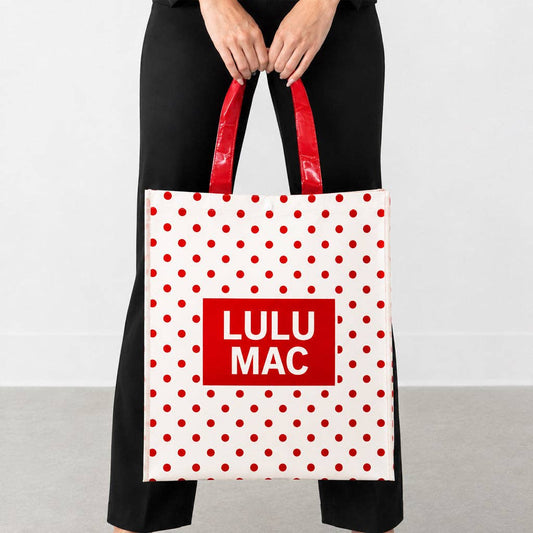 REUSABLE TOTE - WHITE/RED DOT
