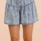 Chambray Button Down Flare Shorts