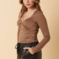 TWIST FRONT LONG SLEEVE KNIT TOP