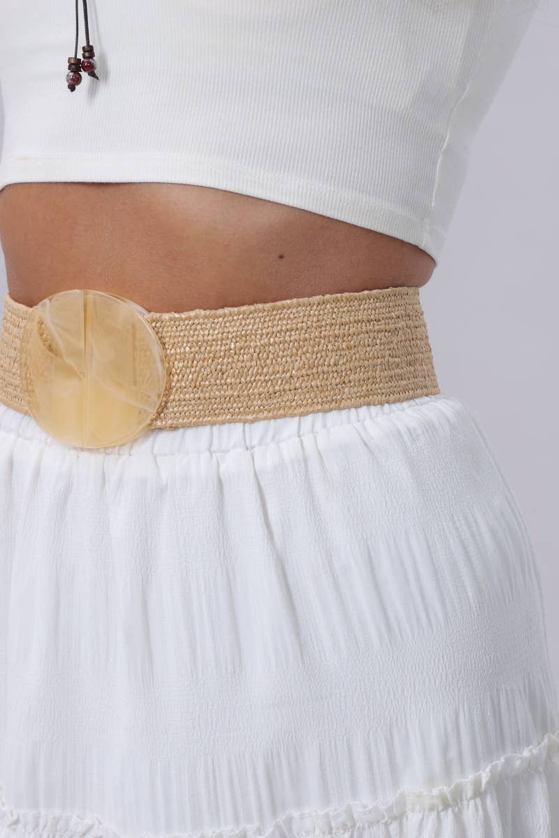 Woven Belt with Oversized Buckle