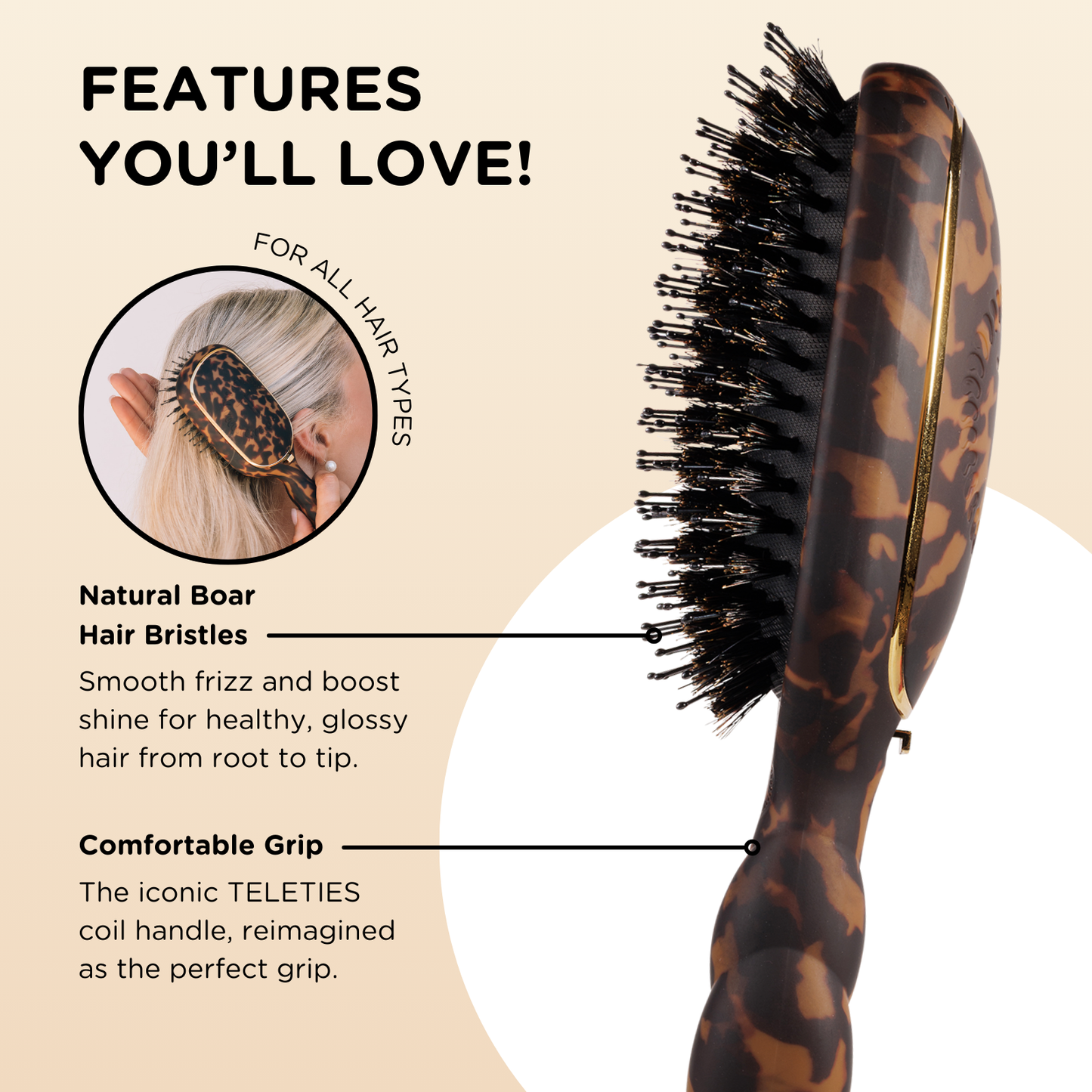 Boar Bristle Hair Brush | Tortoise