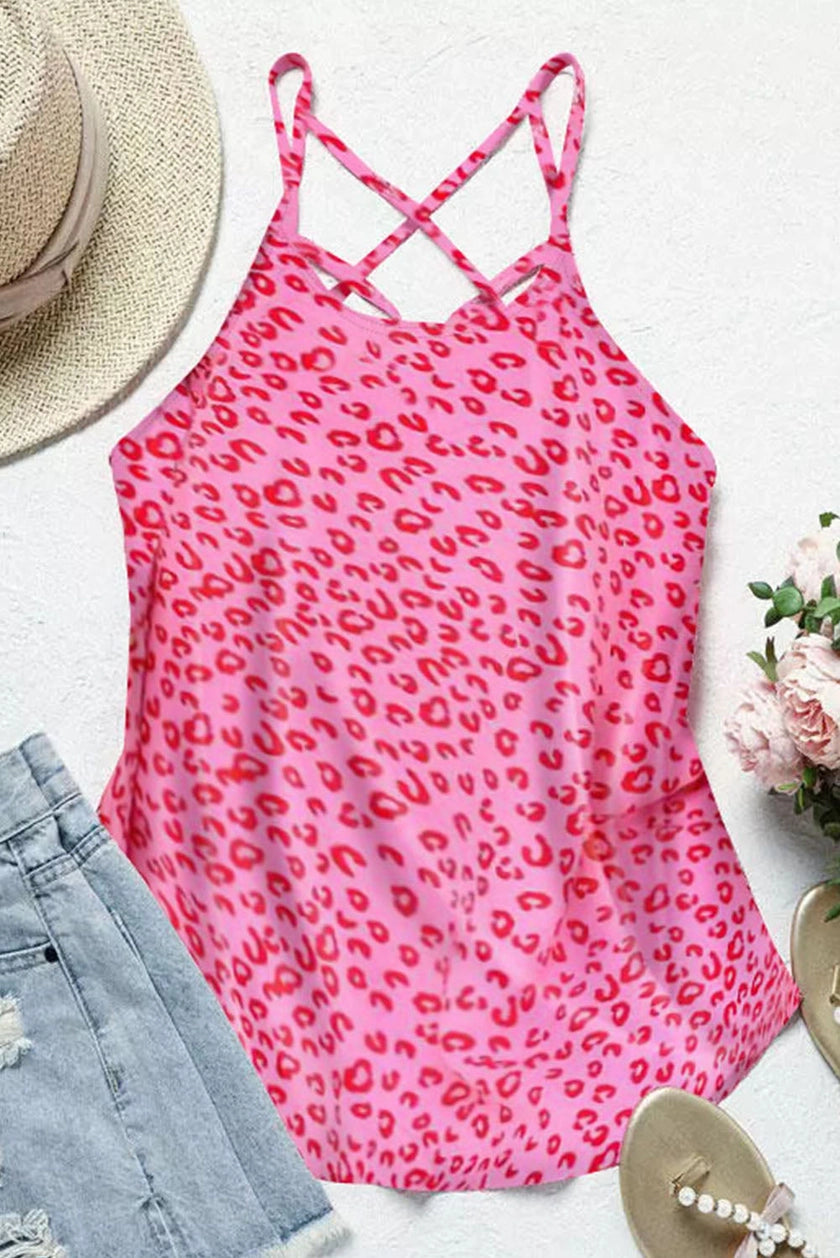 Strappy Back Leopard Tank Top - The Salty Mare