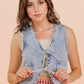 JEAN Acid Washed Denim Front Tie Vest