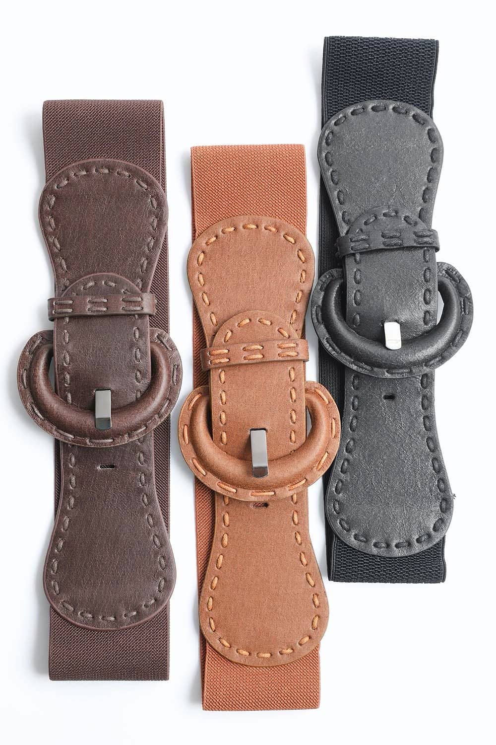 Distressed Wide Stitch Elastic Belt - Western Chic Style