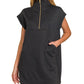Knit Jacquard Quarter Zipper Mini Dress