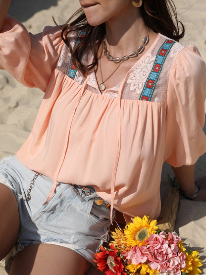 Boho Chic Half Sleeve Blouse