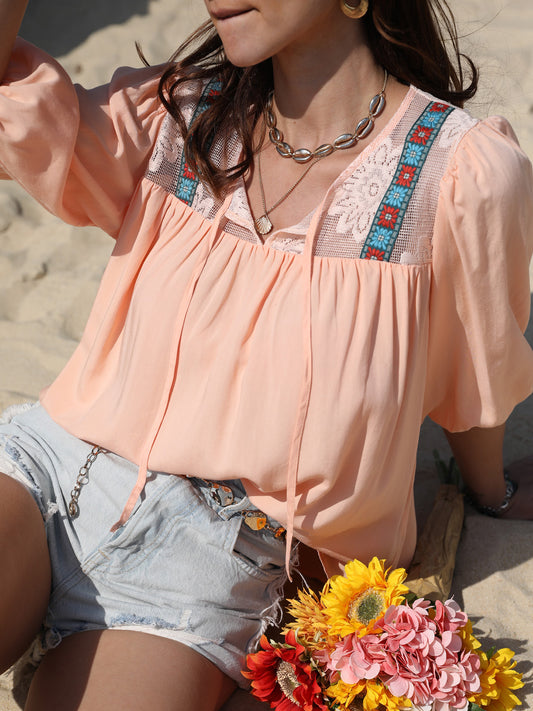 Boho Chic Half Sleeve Blouse