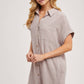 BUTTON UP SHIRT DRESS WITH POCKET