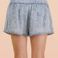 Chambray Button Down Flare Shorts