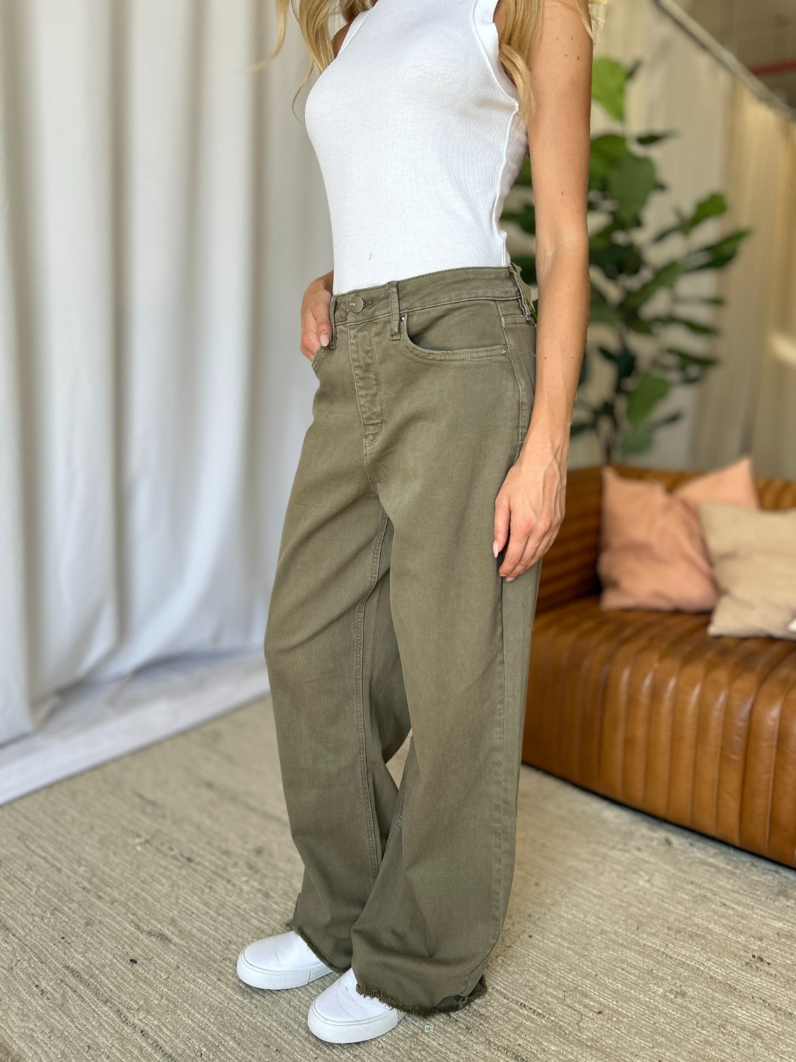 RFM High Rise Garment Dye Wide Flare Jeans