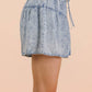 Chambray Button Down Flare Shorts