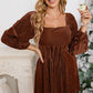 Velvet Corded Tie Back Babydoll Mini Dress