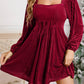Velvet Corded Tie Back Babydoll Mini Dress