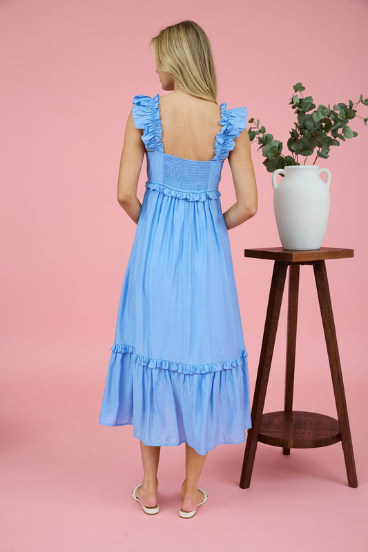 Ruffle Sleeveless Midi Dress