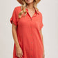 BUTTON UP SHIRT DRESS WITH POCKET