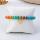 Natural Stone Heart Charm Stretch Bracelet