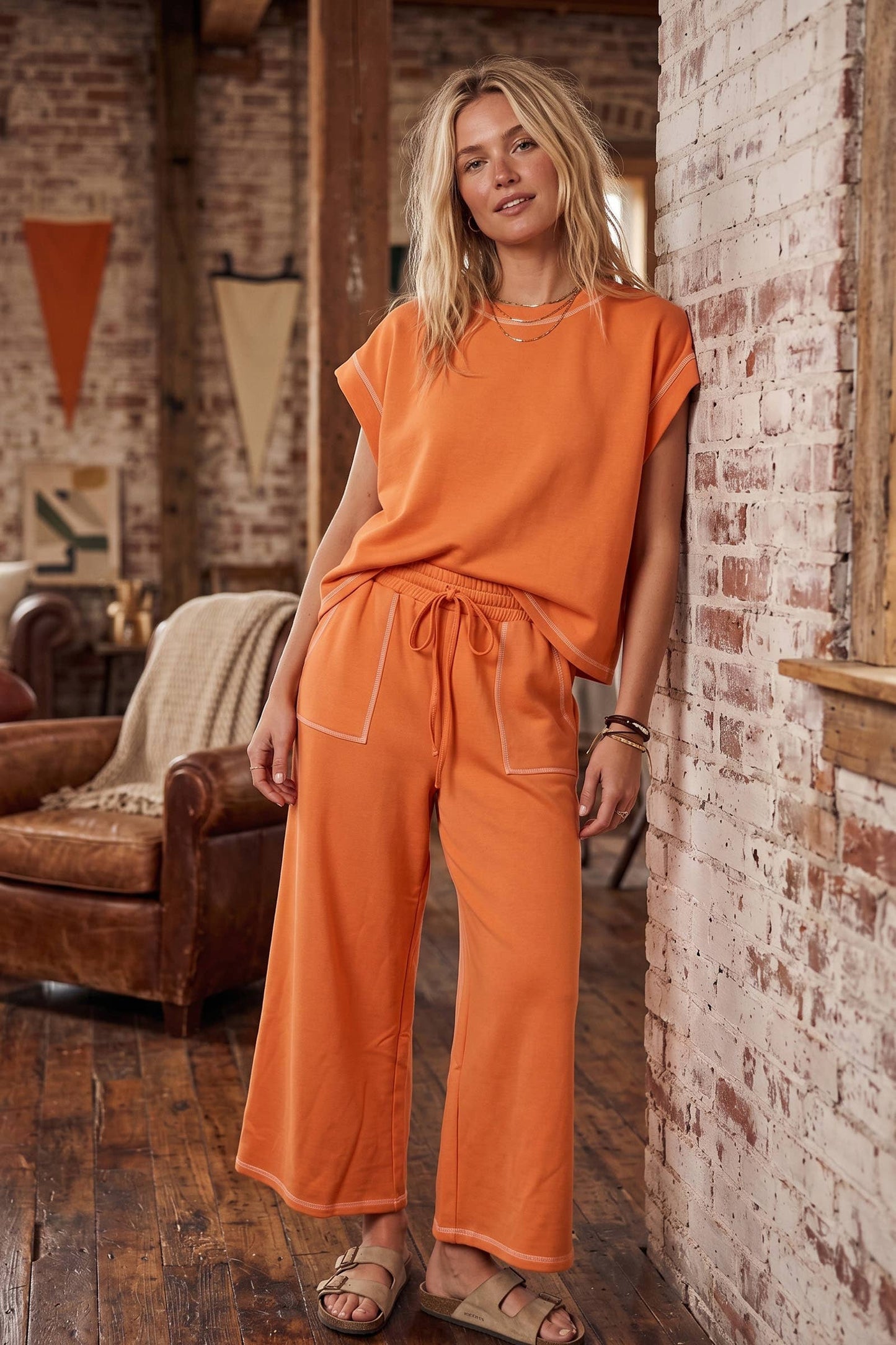 Scuba Contrast Stitch Lounge Set