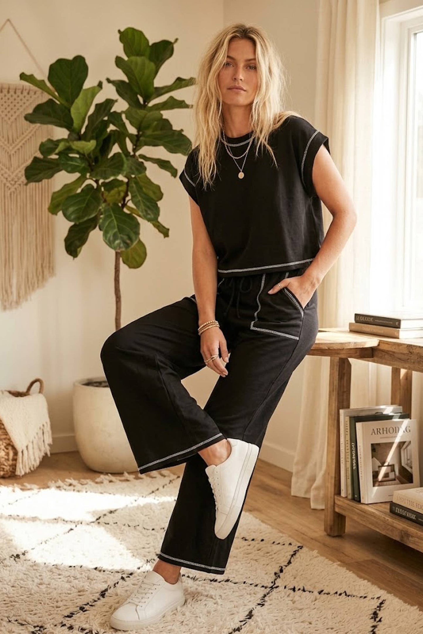 Scuba Contrast Stitch Lounge Set