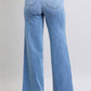 High Waisted Vintage Wash Retro Wide Leg