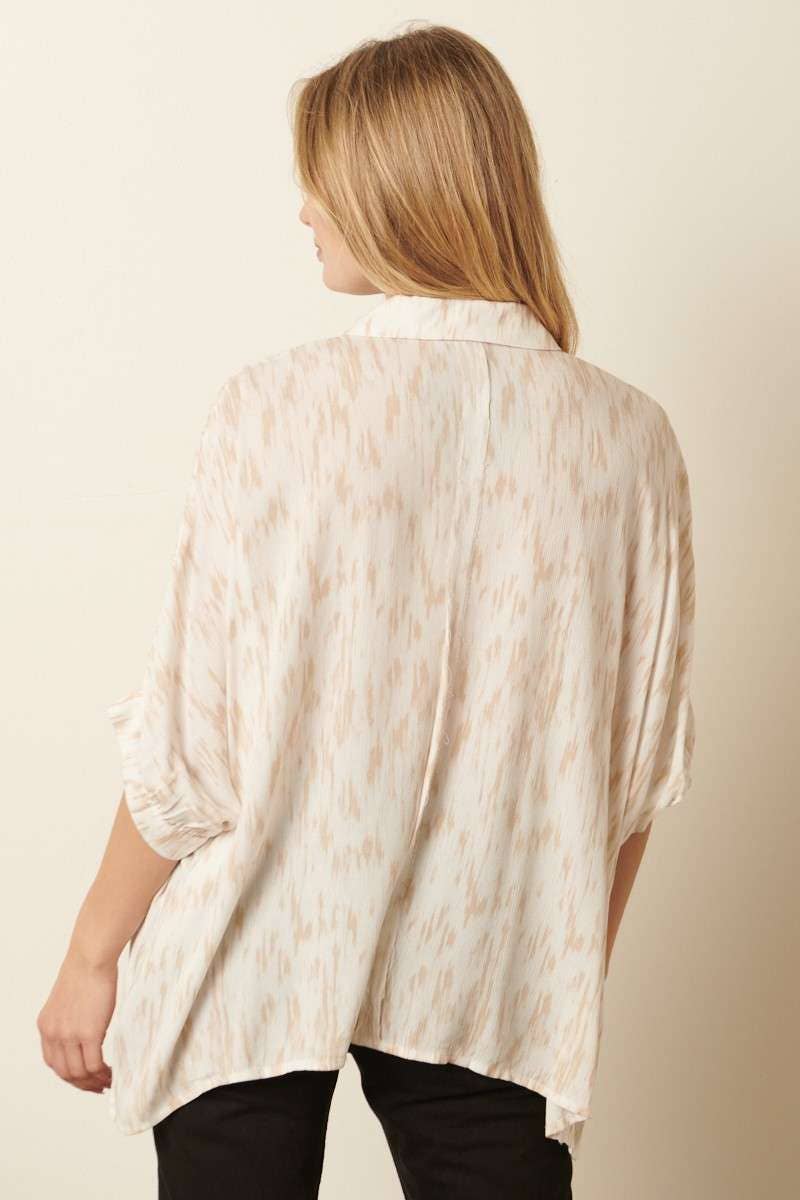 GAUZE BUBBLE DOLMAN SLEEVE BLOUSE