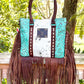 Upcycled LV Cowhide Leather Fringe Crossbody Satchel Bag