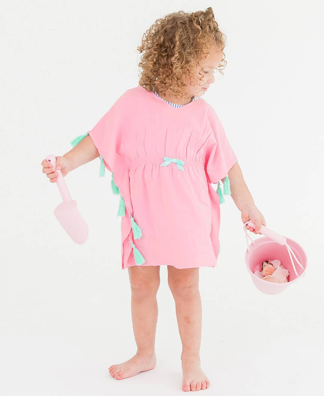 Girls Pink Kaftan Cover-Up