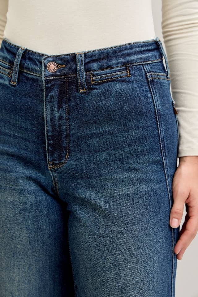Retro Wide Tummy Control Front Welt Pockets