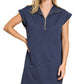 Knit Jacquard Quarter Zipper Mini Dress