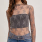 FLORAL EMBROIDERY LACE MESH LAYERING TOP