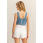 Washed Denim Sleeveless Bustier Top