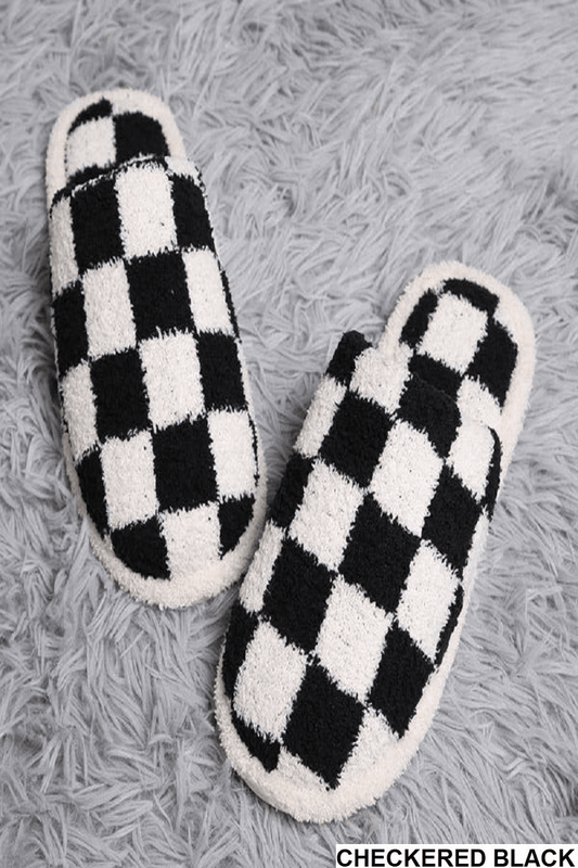 Checkered Slip-On Cozy Slippers - The Salty Mare