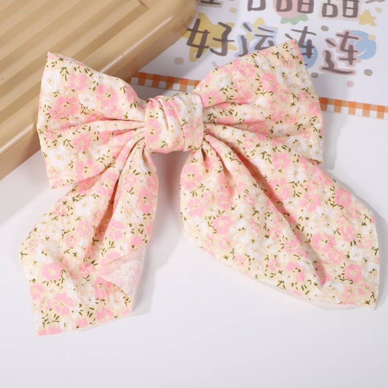 PRETTY DITSY ORGANZA BOW RIBBON HAIR CLIPS