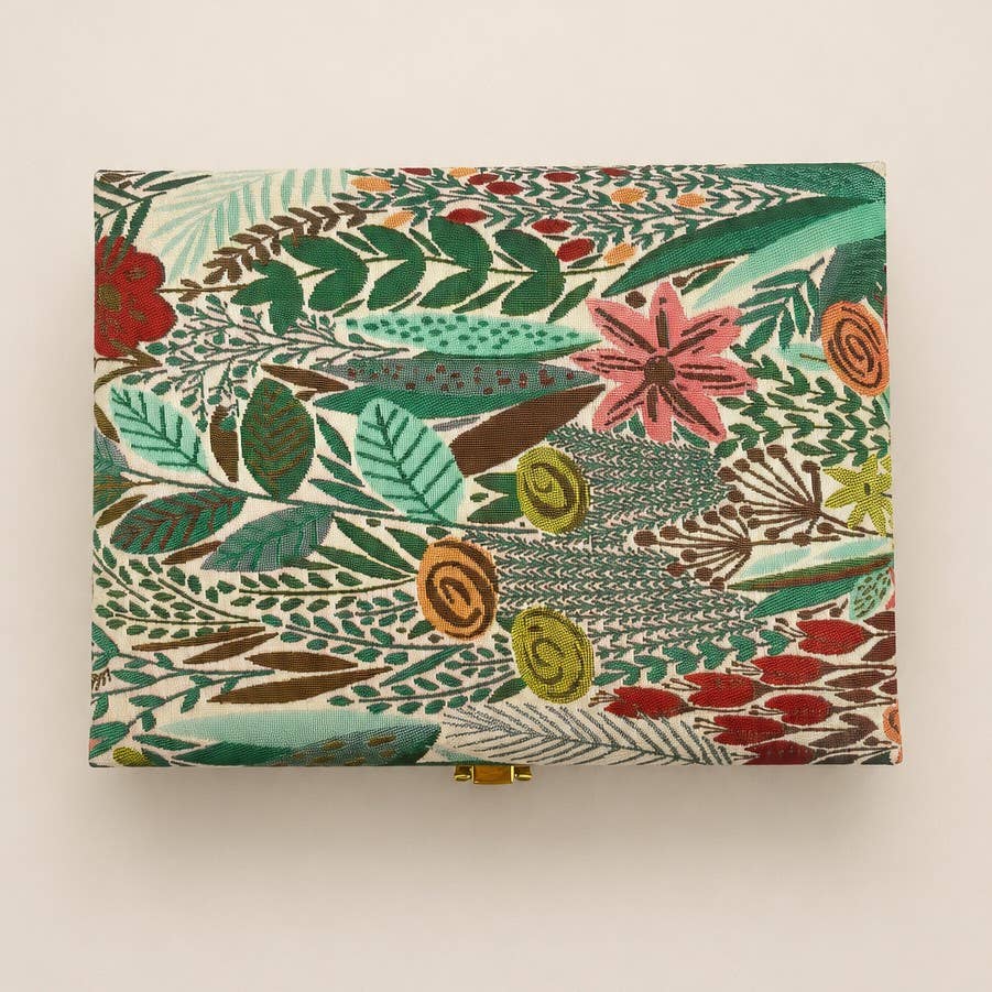 FLORAL PRINT JEWELRY ORGANIZER TRAVEL BOX CASE |