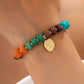 Natural Stone Heart Charm Stretch Bracelet