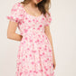 FLORAL OPEN BACK WITH TIE TIERED MINI DRESS
