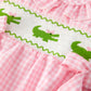 Crocodile Embroidered Smocked Romper